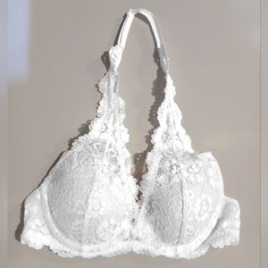 La Senza Push Up Bra 30B White Lace Halter Bra Petite Band Bridal Lingerie NWT